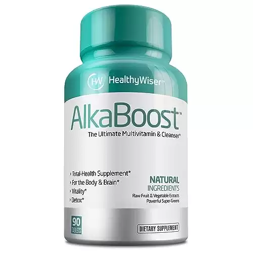 AlkaBoost MultiVitamin for Healthy pH Balance Pills, Alkaline Booster Supplement & Immune Support,Natural pH Alkalizer, Alkaline Pills - Promote Energy Clarity and Focus,Green and Wholefood Blend,...