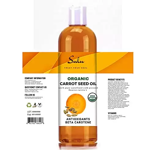 SULU ORGANICS Pure Organic Unrefined Cold Pressed Carrot Seed Oil (4 fluid ounces)