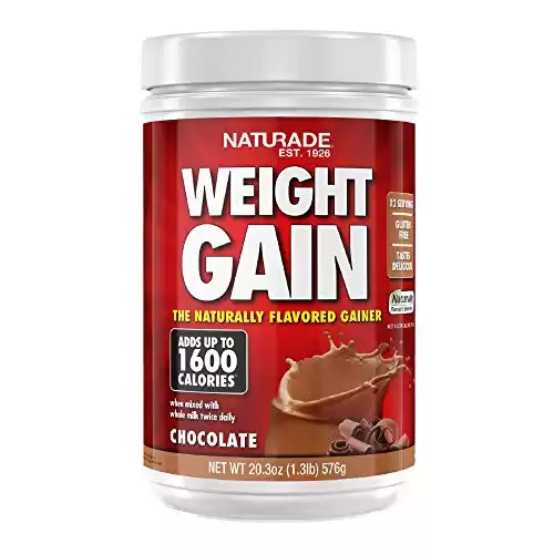 Naturade - All Natural Weight Gain Drink Mix - Gluten Free, Delicious Taste, 1600 Calories per Servings - Mass Gainer w/Carbohydrates & Protein - Chocolate, 20.3 Ounce (12 Servings).
