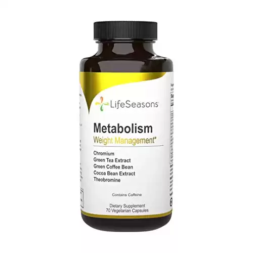Metabolism - Weight Control Support & Energy Boosting Supplement - Natural Appetite Suppressant - Curbs Cravings - Green Tea, Coffee Bean, Chromium, Cacao & Theobromine - 70 Capsules