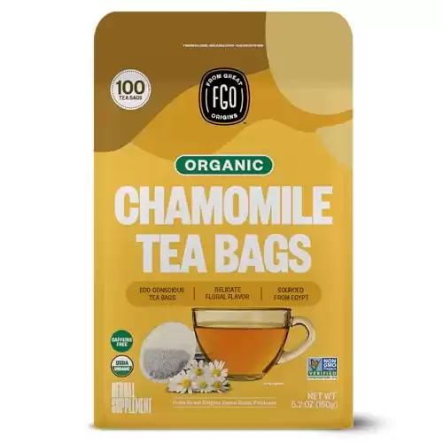FGO Organic Chamomile Tea, Eco-Conscious Tea Bags, 100 Count, Packaging May Vary (Pack of 1)