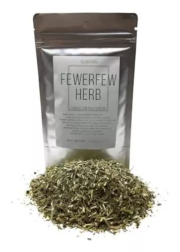 Fewerfew Herb from Austria - Natural, Cut & Dried Tanacetum Parthenium - Net Weight: 1oz/28.5g - Featherfew Featherfoil Flirtwort Bachelor's Buttons Herb