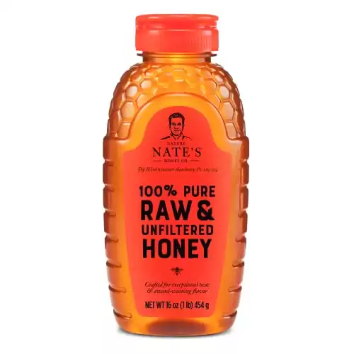 Nate's 100% Pure, Raw & Unfiltered Honey - Award-Winning Taste, 16 oz. Squeeze Bottle