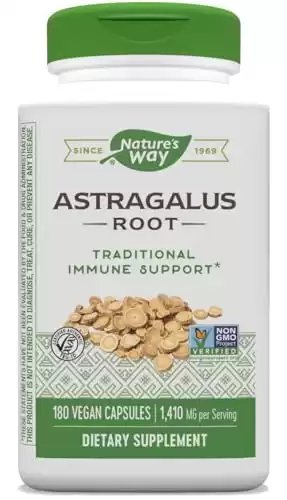 Nature's Way Astragalus Root - Astragalus Root Herbal Supplement - Traditional Immune Support* - Non-GMO Project Verified - Gluten & Dairy-Free - 180 Vegan Capsules