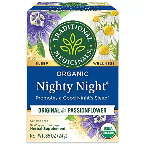 Traditional Medicinals Organic Nighty Night with Passionflower Herbal Tea, Promotes a Good Night’s Sleep, (Pack of 1) - 16 Tea Bags