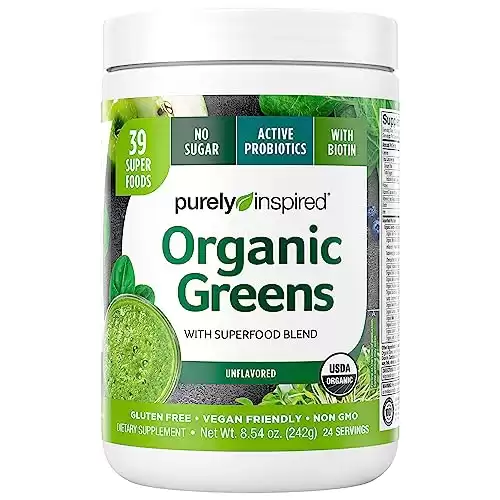 Greens Powder Smoothie Mix Purely Inspired Organic Greens Powder Superfood, Unflavored, 24 Servings (Package May Vary), 8.54 Ounce (Pack of 1)
