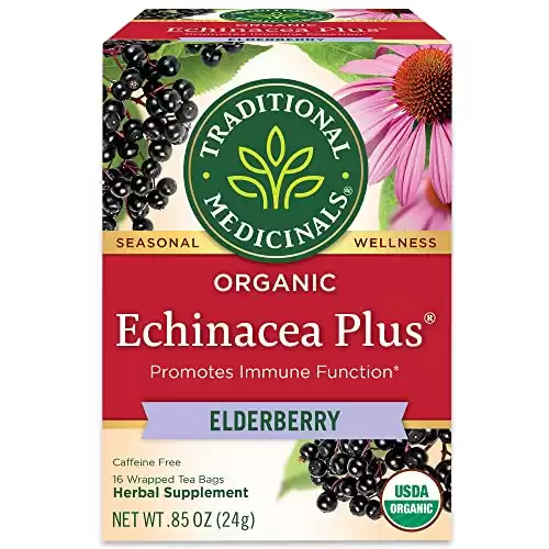 Traditional Medicinals Tea, Organic Echinacea Plus Elderberry, Boosts the Immune System, 16 Tea Bags