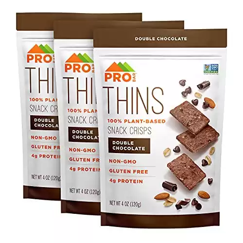 PROBAR - THINS Snack Crisps, Double Chocolate, 4g Protein, Non-GMO, Gluten-Free, Dairy Free, USDA Certified Organic (Pack of 3)