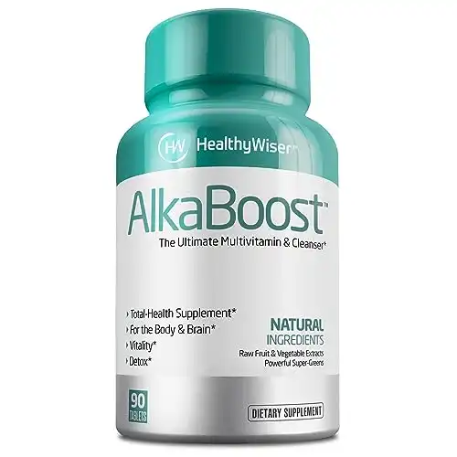 AlkaBoost MultiVitamin for Healthy pH Balance Pills, Alkaline Booster Supplement & Immune Support,Natural pH Alkalizer, Alkaline Pills - Promote Energy Clarity and Focus,Green and Wholefood Blend,...