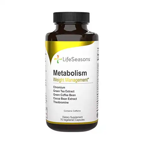 Metabolism - Weight Control Support & Energy Boosting Supplement - Natural Appetite Suppressant - Curbs Cravings - Green Tea, Coffee Bean, Chromium, Cacao & Theobromine - 70 Capsules