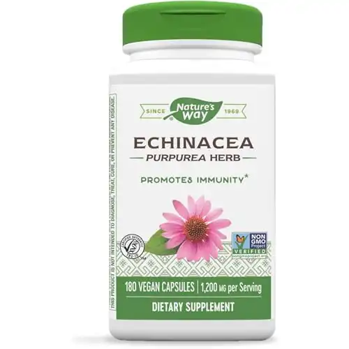 Nature's Way Echinacea Purpurea Herb, Immune Support*, 1,200 mg per serving, 180 Capsules