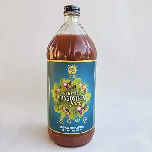 Organic Only MANGOSTEEN 100% Pure Juice 32oz (1qt) Xanthone, Pericarp, Vitamin & Antioxidant Rich Liquid Fruit Puree 30g of Whole Superfruit Per Serving Gluten-Free, Vegan, Non GMO in GLASS Bottle