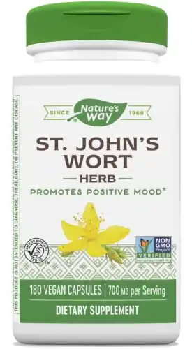 Nature's Way Premium St. John s Wort Herb, Promotes A Positive Outlook*, 700 mg per serving, 180 Vegan Capsules