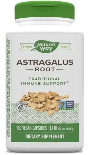 Nature's Way Astragalus Root - Astragalus Root Herbal Supplement - Traditional Immune Support* - Non-GMO Project Verified - Gluten & Dairy-Free - 180 Vegan Capsules