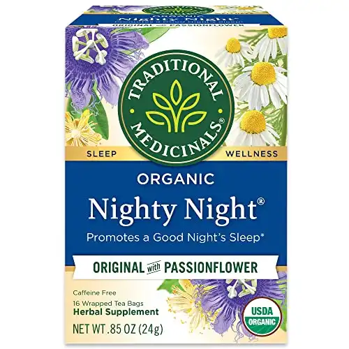 Traditional Medicinals Organic Nighty Night with Passionflower Herbal Tea, Promotes a Good Night s Sleep, (Pack of 1) - 16 Tea Bags