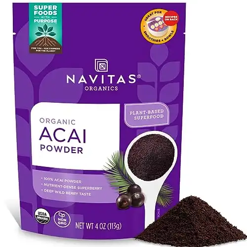 Navitas Organics Acai Powder, 4oz. Bag 38 Servings Organic Non-GMO, Freeze-Dried, Gluten-Free