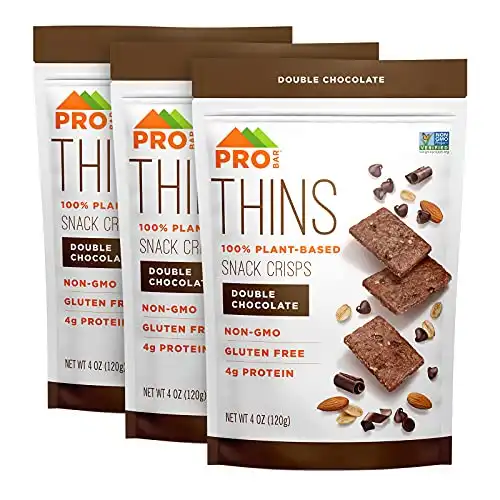 PROBAR - THINS Snack Crisps, Double Chocolate, 4g Protein, Non-GMO, Gluten-Free, Dairy Free, USDA Certified Organic (Pack of 3)